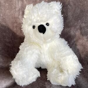 Vintage HugFun White Polar Bear Plush 12" Black Nose Eyes Stuffed Animal 50296